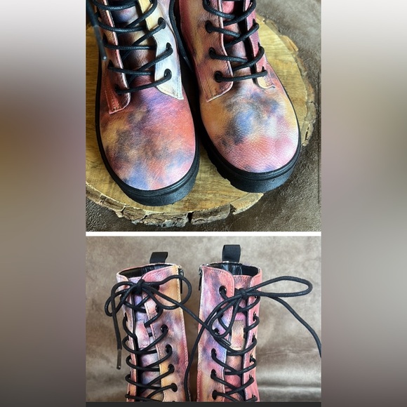 Yoki Platform Combat Boots Tie Dye w/Black Soles, Laces & Zippers~Sz 7 - Picture 10 of 10